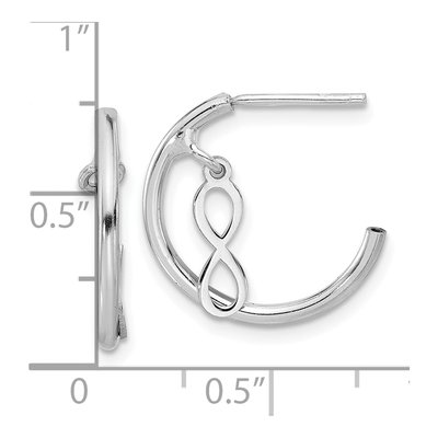 Sterling Silver 17mm Infinity J- Hoop Earrings – view 4
