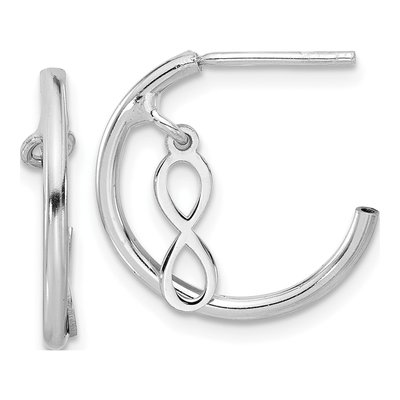 Sterling Silver 17mm Infinity J- Hoop Earrings