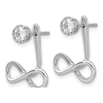 Sterling Silver CZ Infinity Jacket Dangle Earrings – view 3