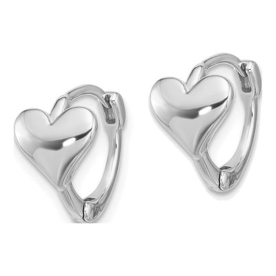 Sterling Silver 12mm Heart Huggie Hoop Earrings – view 3