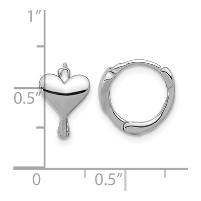 Sterling Silver 12mm Heart Huggie Hoop Earrings – view 5