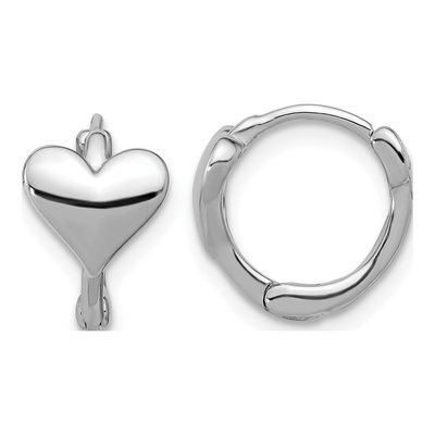 Sterling Silver 12mm Heart Huggie Hoop Earrings