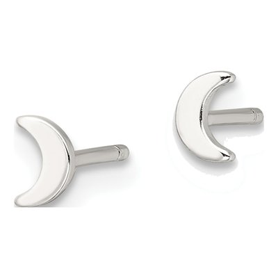 Sterling Silver Moon Stud Earrings – view 3