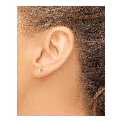 Sterling Silver Moon Stud Earrings – view 4
