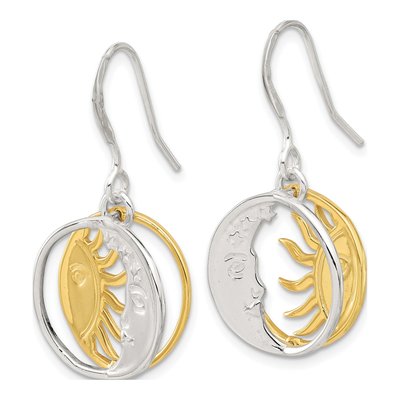 Sterling Silver Sun Moon Dangle Earrings – view 3
