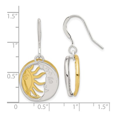 Sterling Silver Sun Moon Dangle Earrings – view 5