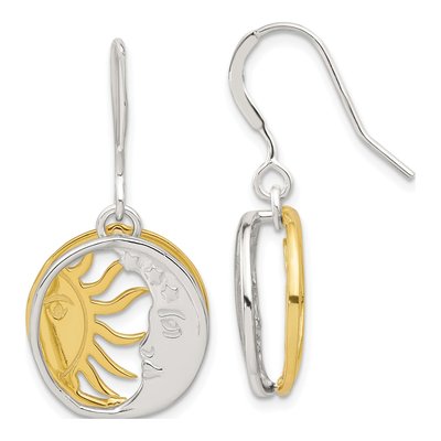 Sterling Silver Sun Moon Dangle Earrings