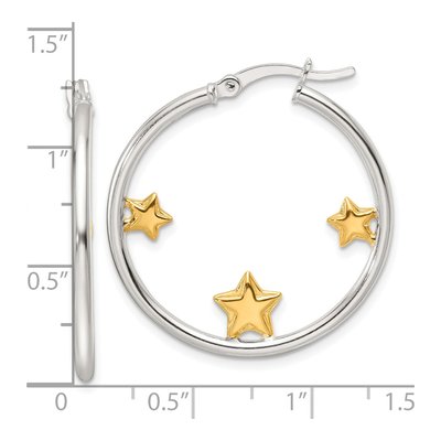 Sterling Silver 32mm Star Hoop Earrings – view 5