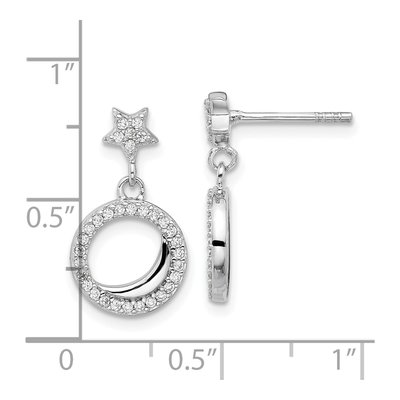 Sterling Silver CZ Star Moon Dangle Earrings – view 5