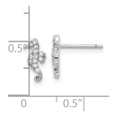 Sterling Silver Round CZ Seahorse Stud Earrings – view 5