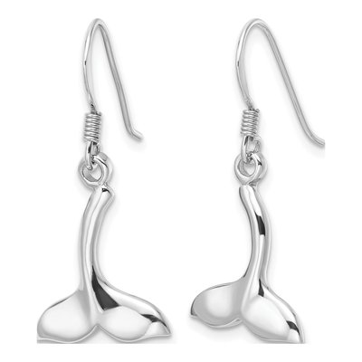 Sterling Silver Whale Tail Dangle Earrings – view 3