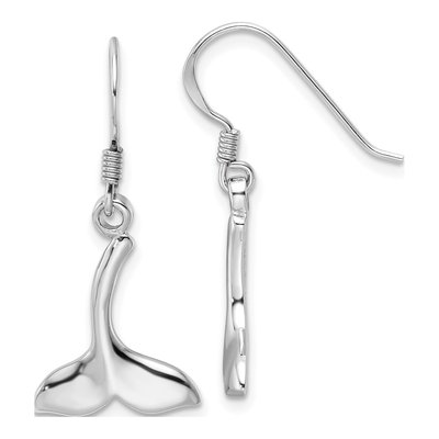 Sterling Silver Whale Tail Dangle Earrings