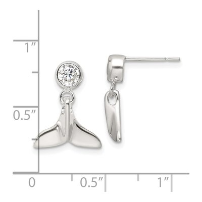 Sterling Silver CZ Whale Tail Dangle Earrings – view 5