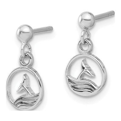 Sterling Silver Whale Tail Dangle Earrings – view 3