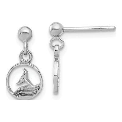 Sterling Silver Whale Tail Dangle Earrings