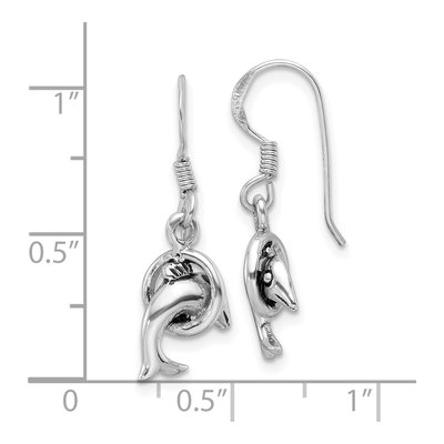 Sterling Silver Dolphin Dangle Earrings – view 5