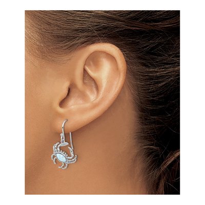 Sterling Silver Larimar Crab Dangle Earrings – view 4