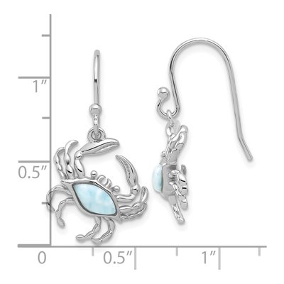 Sterling Silver Larimar Crab Dangle Earrings – view 5