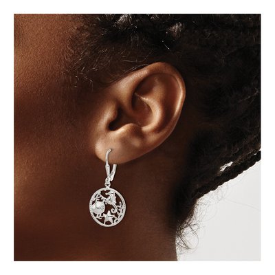 Sterling Silver Sea Life Circle Leverback Earrings – view 4