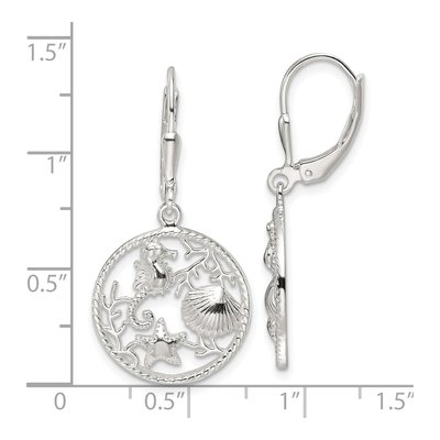 Sterling Silver Sea Life Circle Leverback Earrings – view 5