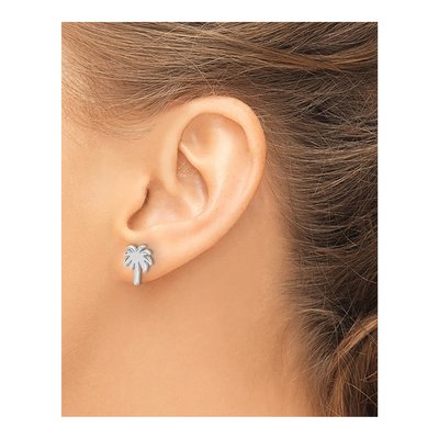 Sterling Silver Palm Tree Stud Earrings – view 4