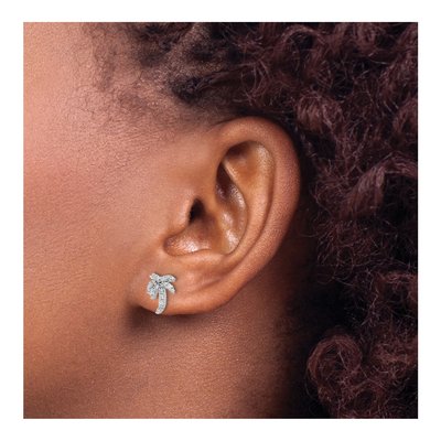 Sterling Silver CZ Palm Tree Stud Earrings – view 4