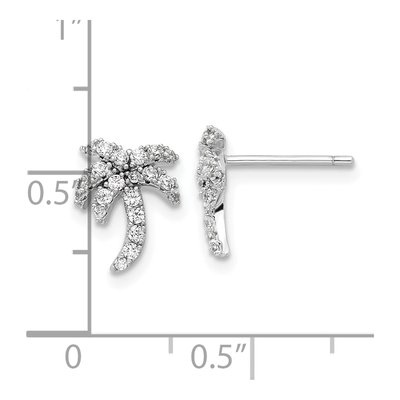 Sterling Silver CZ Palm Tree Stud Earrings – view 5