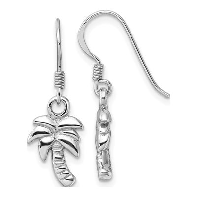 Sterling Silver Palm Tree Dangle Earrings