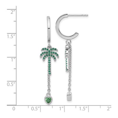 Sterling Silver CZ Palm Tree Heart Dangle Earrings – view 5