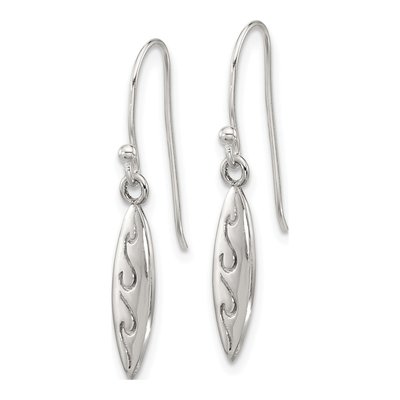 Sterling Silver Etched Wave Dangle Earrings – view 3