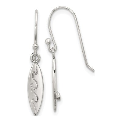 Sterling Silver Etched Wave Dangle Earrings