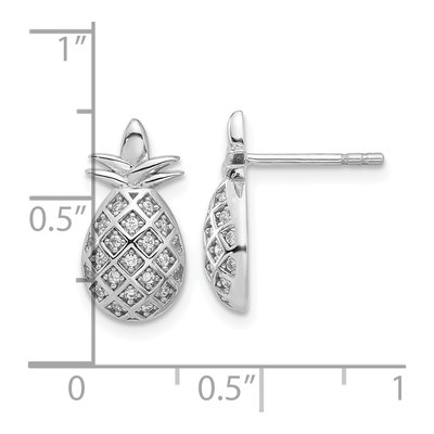 Sterling Silver CZ Pineapple Button Stud Earrings – view 5