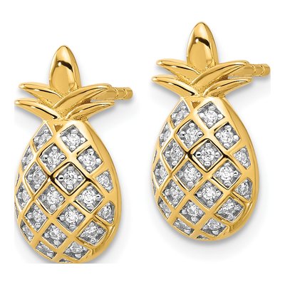 Gold-Plated Sterling Silver CZ Pineapple Stud Earrings – view 3