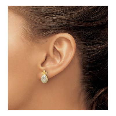 Gold-Plated Sterling Silver CZ Pineapple Stud Earrings – view 4
