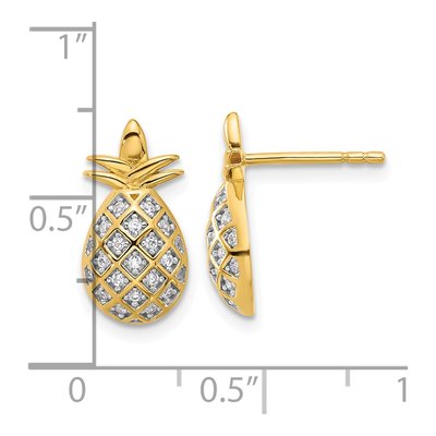 Gold-Plated Sterling Silver CZ Pineapple Stud Earrings – view 5
