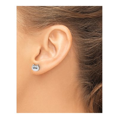 Sterling Silver Enamel Cat Face Stud Earrings – view 4
