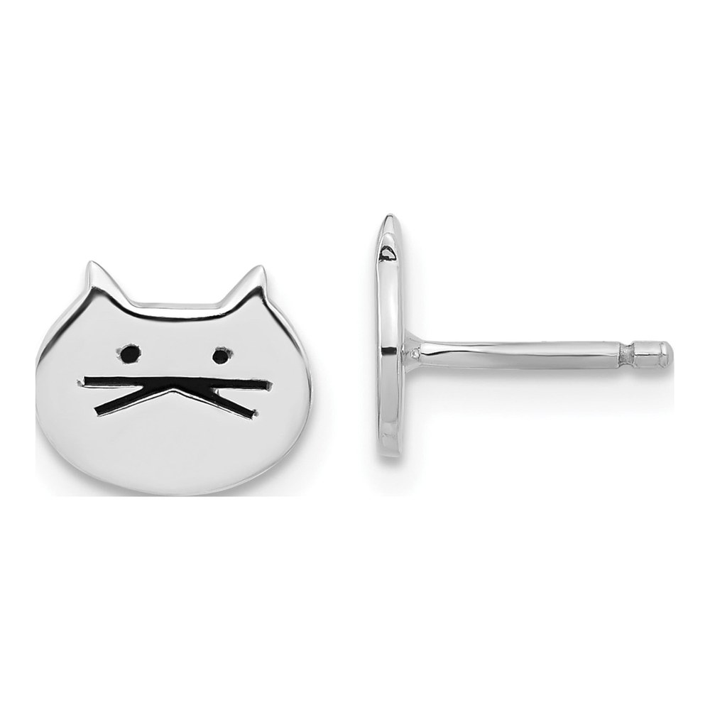 Sterling Silver Enamel Cat Face Stud Earrings