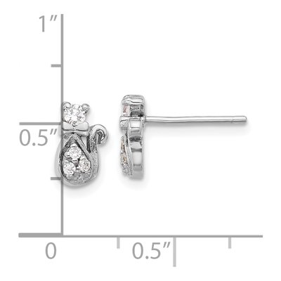 Sterling Silver CZ Cat Stud Earrings – view 5