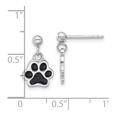 Sterling Silver Enamel Dog Paw Dangle Earrings – view 5
