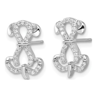 Sterling Silver CZ Dog Stud Earrings – view 3