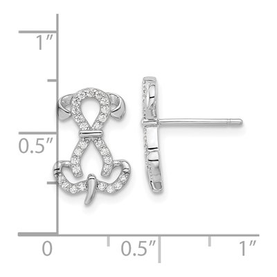 Sterling Silver CZ Dog Stud Earrings – view 5
