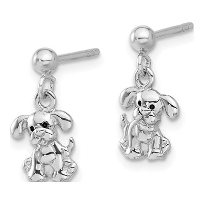 Sterling Silver Enamel Dog Dangle Earrings – view 3
