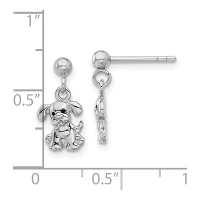 Sterling Silver Enamel Dog Dangle Earrings – view 5