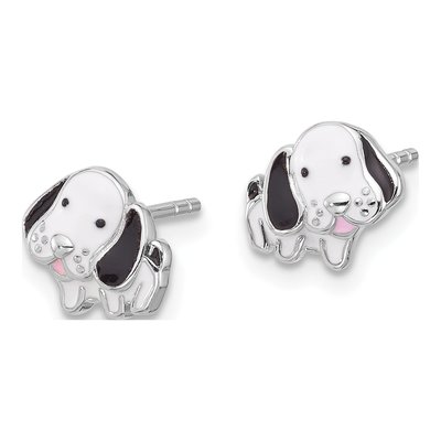 Sterling Silver Enamel Dog Stud Earrings – view 3
