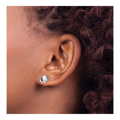 Sterling Silver Enamel Dog Stud Earrings – view 4