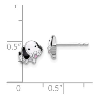 Sterling Silver Enamel Dog Stud Earrings – view 5