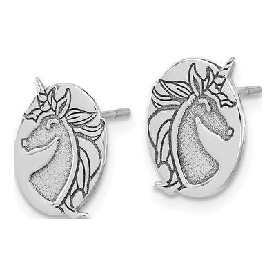 Sterling Silver Unicorn Stud Earrings – view 3