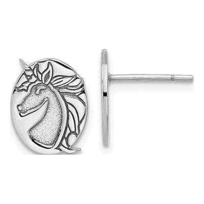 Sterling Silver Unicorn Stud Earrings
