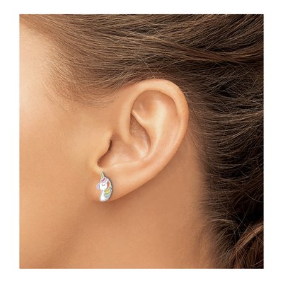 Sterling Silver Enamel Unicorn Stud Earrings – view 4