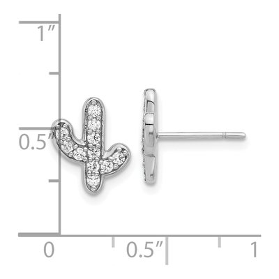 Sterling Silver CZ Cactus Stud Earrings – view 5